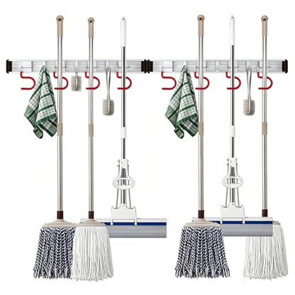 Wall Mounted Mop and Broom Holder Stainless Steel S Type Broom Rack Anti