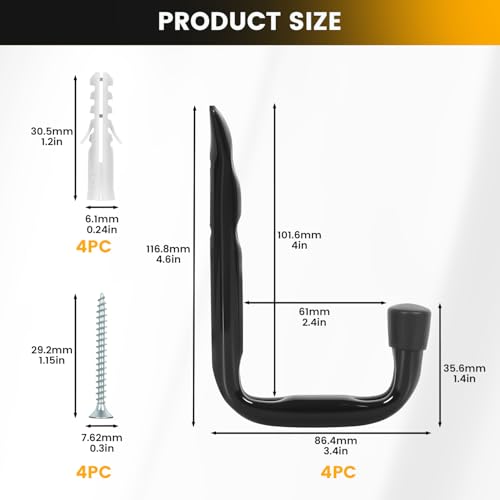 8 Pack Heavy Duty Garage Hook for Hanging 50 lbs (8 Count)