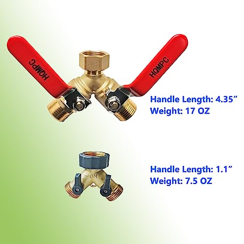 Garden Hose Y Valve Splitter Brass Hose Splitter With Stainless Steel Long Handle Brass Garden Hose Adapter 2 Way Y Valve 3