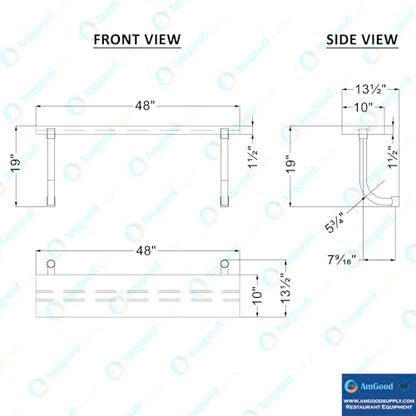 13.5 in. x 49 in. Stainless Steel Adjustable Work Surface for 30 in. x 48 in. Equipment Stand