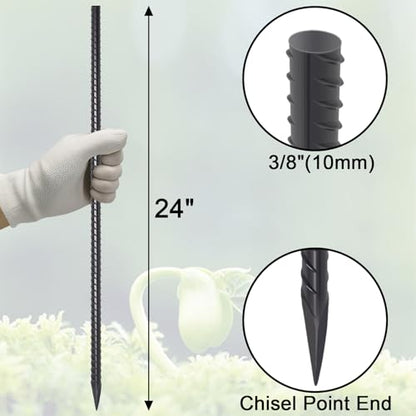 Straight Rebar Stakes 24 Inch Ground Concrete Form Stakes Heavy Duty (50 Count)