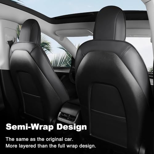Tesla Model 3 Car Seat Covers Nappa Leather Car Interior Seat Airbag Compatible Cushion Cover Full Set Custom Fit 2023 2022 2021 2020 2019 2018