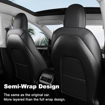 Tesla Model 3 Car Seat Covers Nappa Leather Car Interior Seat Airbag Compatible Cushion Cover Full Set Custom Fit 2023 2022 2021 2020 2019 2018