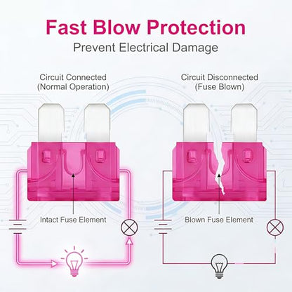 80Pcs) 50 Amp Standard Fuse, 50A Car Blade Fuses for Car/RV/Truck/SUV/Motorcycle/Boat