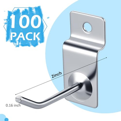 100 Pack Slatwall Hooks Silver Heavy Duty Slat Wall Hooks Metal Slatwall Accessories for Hanging Garage Retail Home Shop Display (100 Count)