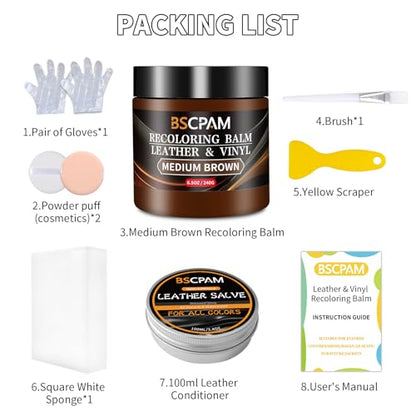 Medium Brown Leather Recoloring Balm with 100ml Mink Oil
