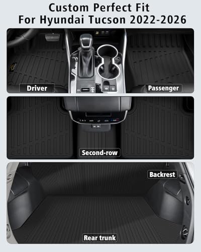 Floor Mats & Cargo Mat with Backrest Mat for Hyundai Tucson 2022 (3 Count)