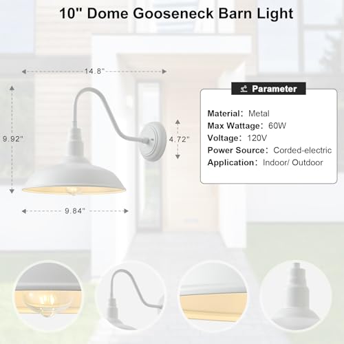 10 Inch Dome Outdoor Gooseneck Barn Lights for Porch
