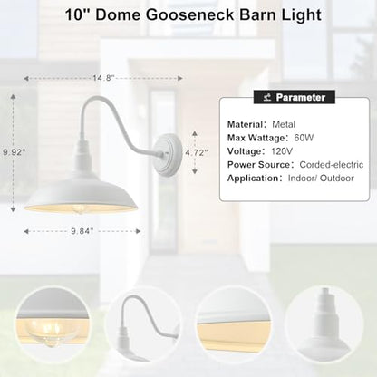 10 Inch Dome Outdoor Gooseneck Barn Lights for Porch