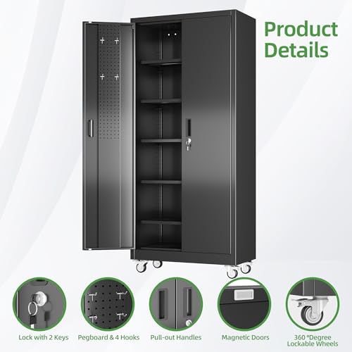 71 in. Garage Storage Cabinet with Wheels