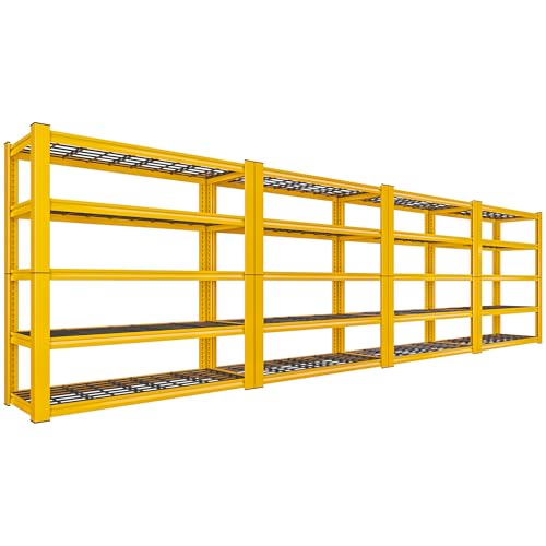 72''H Garage Shelving 3010 LBS Storage Shelves Adjustable Metal Shelving 5 Tier Metal Shelves for Storage Industrial Shelf for Kitchen Pantry Warehouse Basement 72" HX35.5 WX16 D (4 Count)