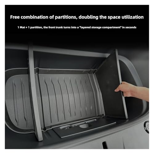 Compatible For Tesla Model Y Juniper 2025 Launch 2026 Front Trunk Mat Partition Board TPE Frunk Protector Cushion Organizer Storage Box