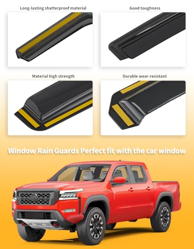 Window Visors Rain Guards for Nissan Frontier Crew Cab 2022 (4 Count)