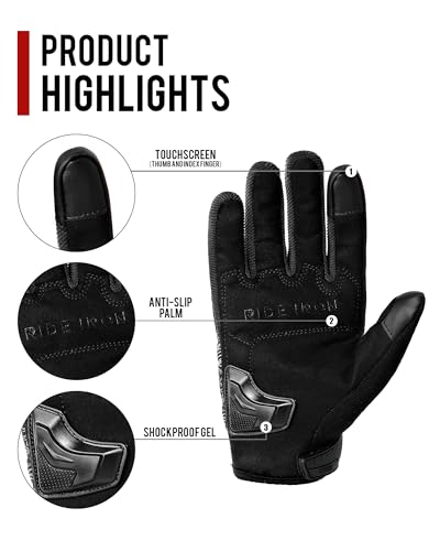 Motorcycle Gloves Motorbike Glove for Men Women Full Finger Knuckle Protection Touch Screen Cycling ATV Hiking Riding