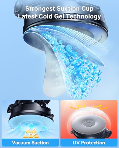 3-in-1 Phone Mount for Car [2025 Most Stable and Flexible Suction Cup] Vent Dashboard Windshield Cell Phone Holder Car Fit for iPhone, Samsung, All Phone