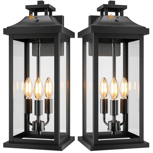 20" Black Dusk to Dawn Large Outdoor Lights for House 2 Pack (2 Count)
