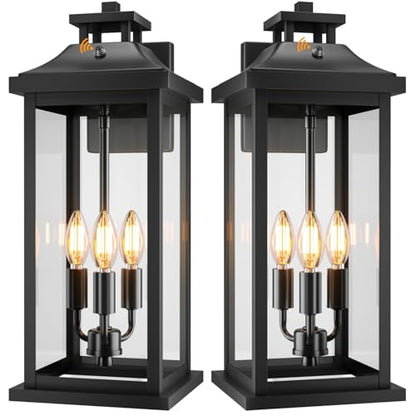 20" Black Dusk to Dawn Large Outdoor Lights for House 2 Pack (2 Count)