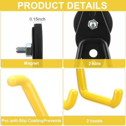 6 Pcs Large Magnetic Hooks Heavy Duty Garage Magnet Hooks Strong Storage Utility Magnetic Hangers with Anti Slip Rubber Coating for Indoor and Outdoor Hanging (6 Count)