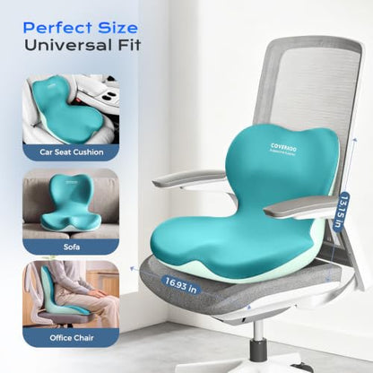 Car Seat Cushion and Lumbar Support Pillow One Piece