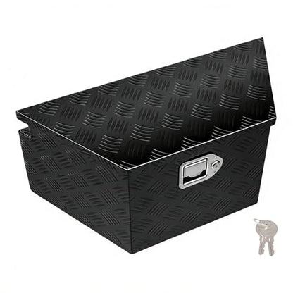 27" x 13" x 13" Trailer Tongue Tool Box Heavy Duty Aluminum with Latch and Keys Trailer Toolbox Organizer Truck Underbody Box Compatible with Pick Up Truck Bed RV Trailer ATV Black