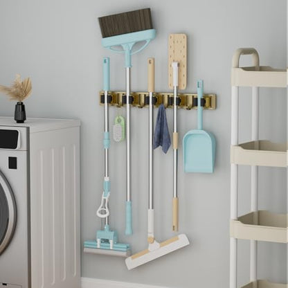 Broom Holder Wall Mount Mop Hanger Tools organizer 5Racks 4Hooks
