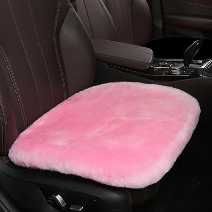 Genuine Sheepskin Car Seat Cushion Seat Covers for Cars Trucks SUV Comfort Seat Protector Pad for Car Driver Seat Car Accessories for Women 19.2 X 19.2 in
