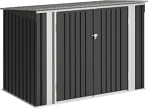 Outdoor Storage Shed 5.8 x 3.3 FT Metal Trash Shed Waterproof Outside Storage with Lid Chain Hydraulic Gas Rod for Trash Can Weeding Tools