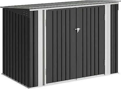 Outdoor Storage Shed 5.8 x 3.3 FT Metal Trash Shed Waterproof Outside Storage with Lid Chain Hydraulic Gas Rod for Trash Can Weeding Tools