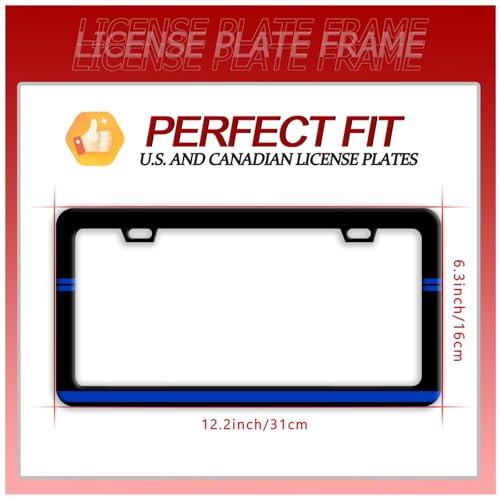 Thin Blue Line Stainless Steel License Plate Frame for US Cars Decor