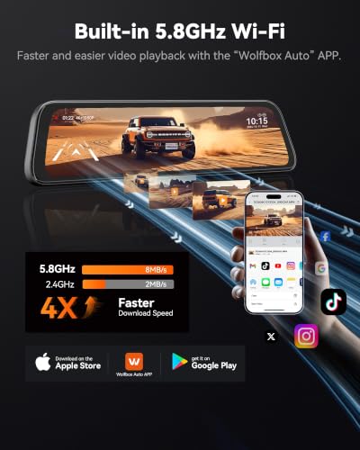 G840S 12" 4K Mirror Dash Cam Backup Camera with 32GB Card and GPS