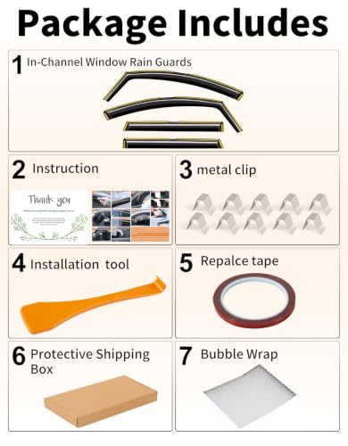 in Channel Window Visors Rain Guards for Hyundai Santa Fe 5 Seats 2019 (4 Count)