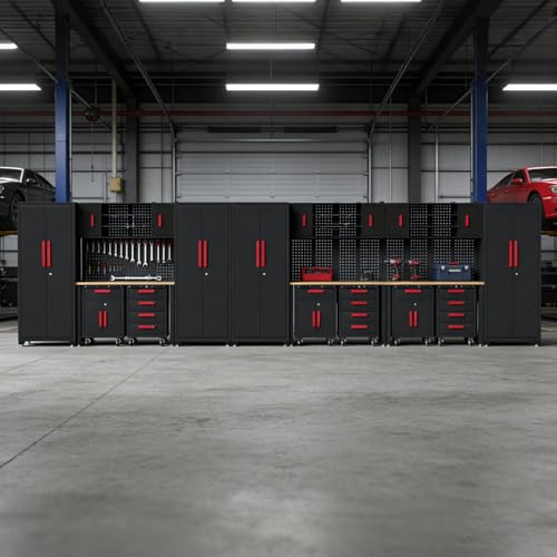 20Pcs Garage Cabinet Storage Systemwith Metal Cabinet
