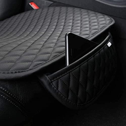 Pu Leather Car Seat Bottom Covers Protectors Include 1 Pair Front Driver Seat Pad Mat and 1 Rear Bench Cover Universal Fit 90% Vehicles