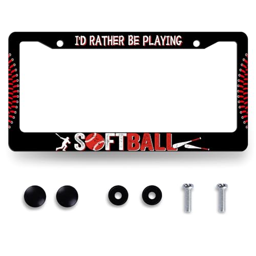 I'd Rather Be Playing Softball License Plate Frame Funny License Holder