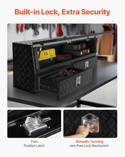 Truck Tool Box 72 x 21 x 13 Aluminum Storage Box with Two Drawers