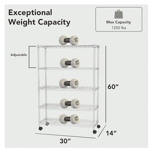 5 Tier Heavy Duty Wire Shelving Unit Storage Rack for Products Plant Pantry