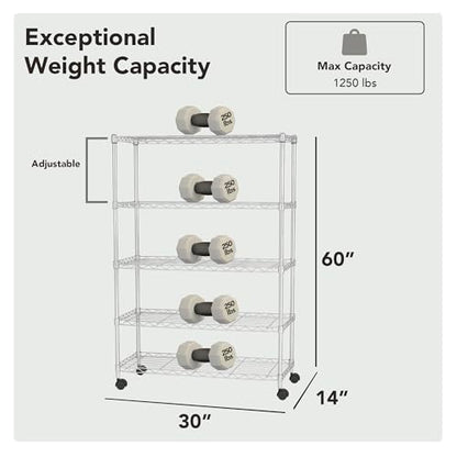 5 Tier Heavy Duty Wire Shelving Unit Storage Rack for Products Plant Pantry