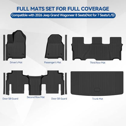 Custom Fit Floor Mats for 2026 Jeep Grand Wagoneer 8 Seats