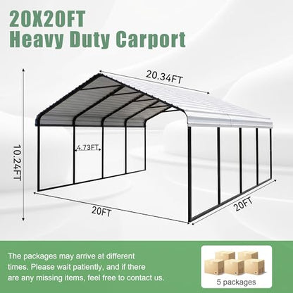 20x20 Carport Heavy Duty Galvanized Steel Garage