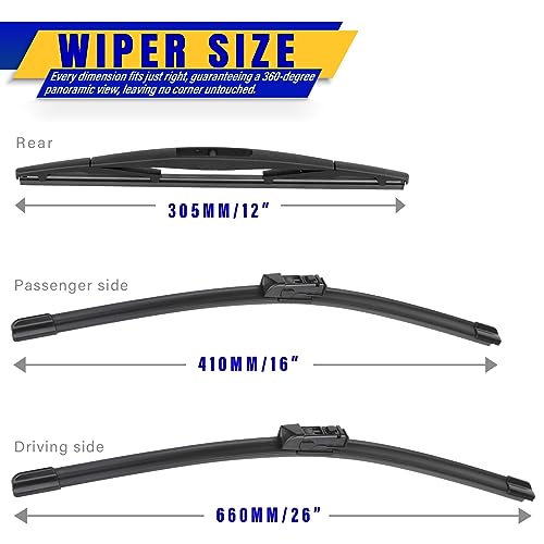 3 Wipers Fits Subaru Crosstrek 2018