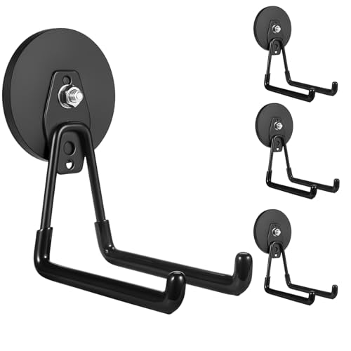 Magnetic Hooks Heavy Duty Rare Earth Magnets with Hooks Large Magnetic Tool Holder for Hanging Garden Tools (4 Count)