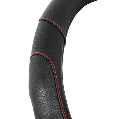 GripDrive Faux Black Leather Steering Wheel Cover for Car Truck Van SUV