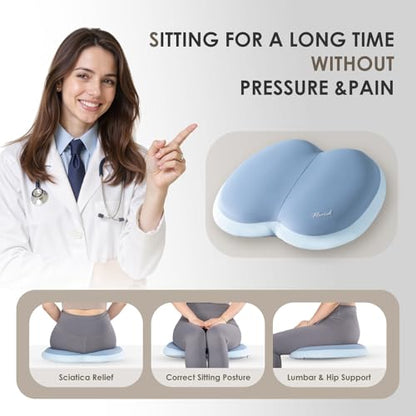 Car Seat Cushion and Back Support for Car Ultrathick Memory Foam Office Chair Cushions with Lumbar Support Pillow for Sciatica & Back & Tailbone Pain Relief