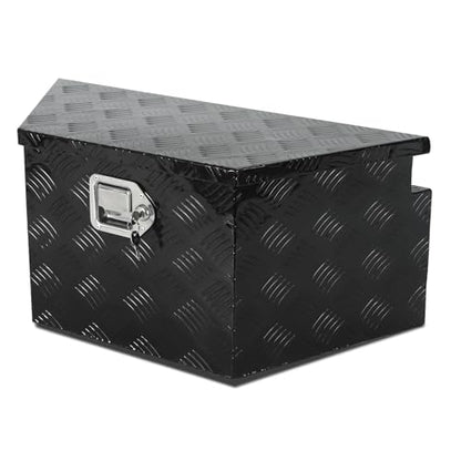 26 Inch Heavy Duty Aluminum Stripes Plated Tool Box Pick Up Truck Bed RV Trailer Tongue Toolbox Waterproof Storage Organizer with Lock and Keys