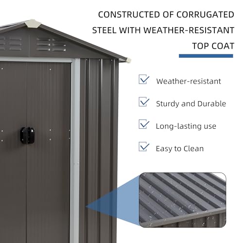 JY QAQA 5x3 FT Metal Outdoor Garden Storage Shed