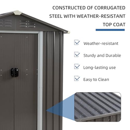 JY QAQA 5x3 FT Metal Outdoor Garden Storage Shed