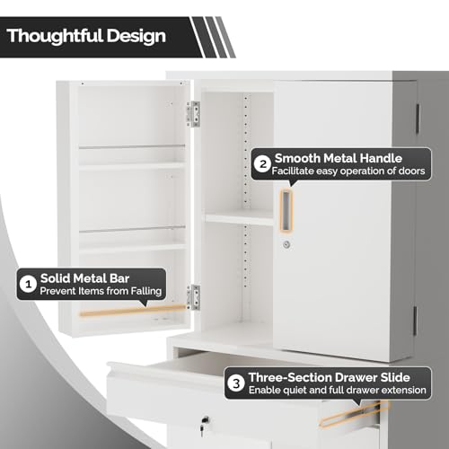 Metal Storage Cabinet with 4 Doors & 1 Drawer