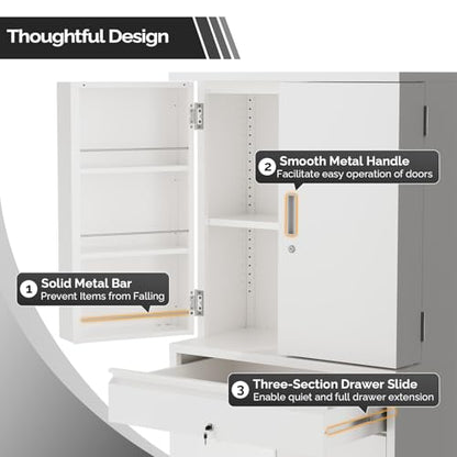 Metal Storage Cabinet with 4 Doors & 1 Drawer