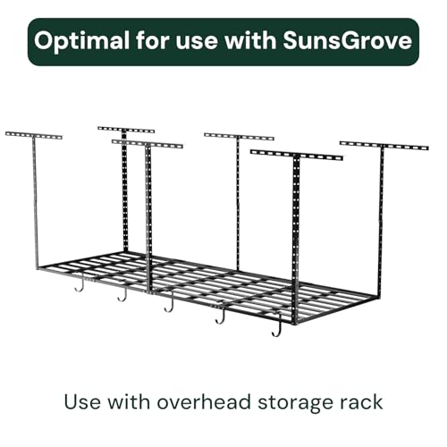Heavy-Duty 4-Pack Overhead Garage Ceiling Storage Hooks, Add-On Storage Flat Hook Accessory for Hanging Bikes and More, Supports Up to 53lbs (4 Count)