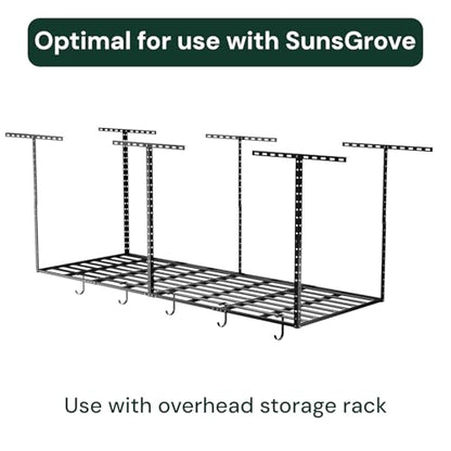 Heavy-Duty 4-Pack Overhead Garage Ceiling Storage Hooks, Add-On Storage Flat Hook Accessory for Hanging Bikes and More, Supports Up to 53lbs (4 Count)